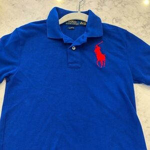 Polo Ralph Lauren Classic Fit Pony Rugby Polo Shirt Boys Size Medium 10-12 BLUE